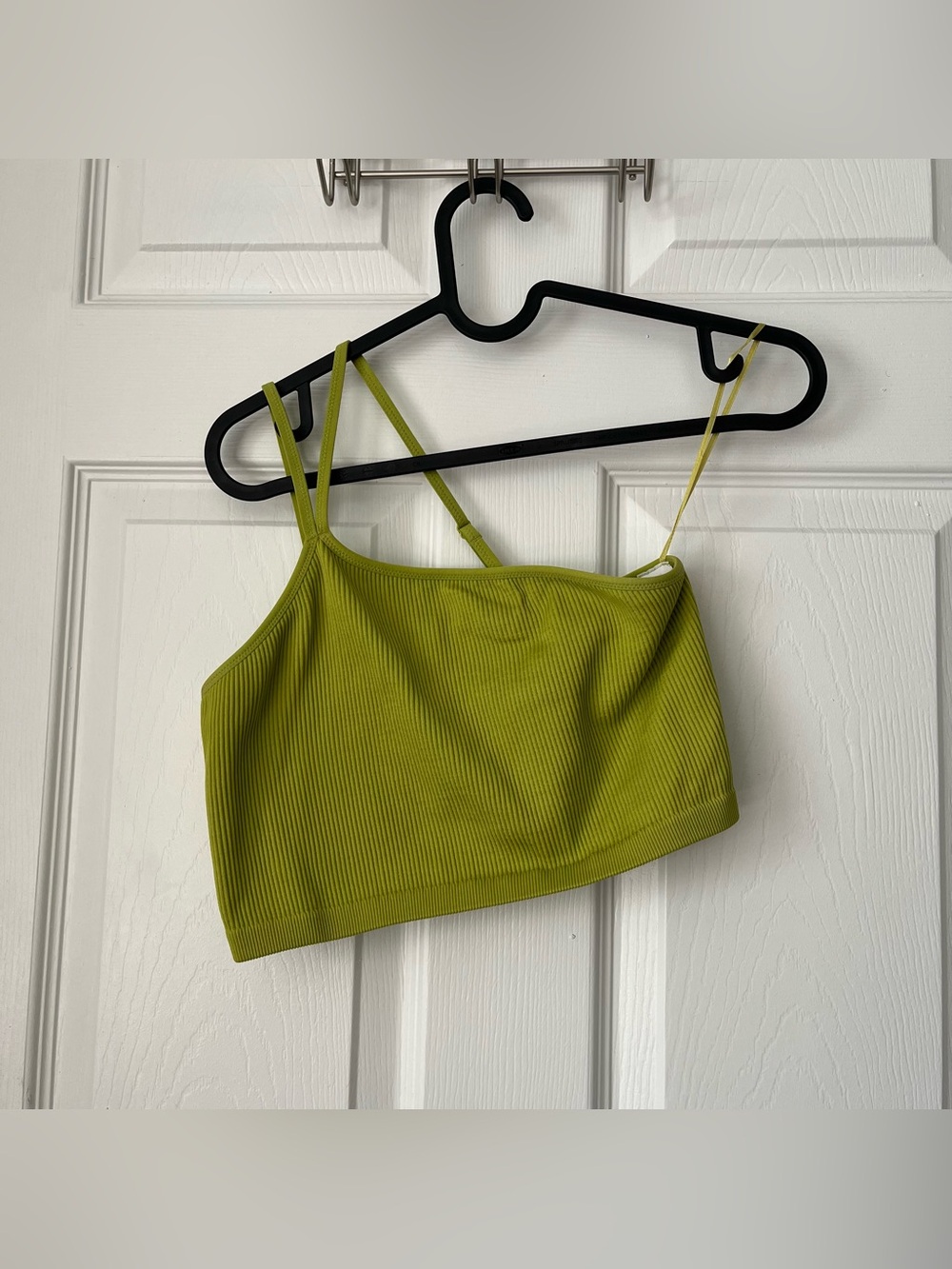 EUC Aerie Ribbed Double Lined One Shoulder Bra Top in Green size Large